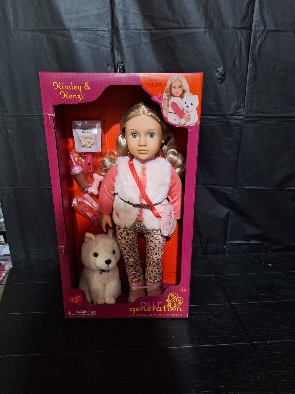Kinsley & Kenzi Pink Fashion Doll with White Plush Pet - Our Generation